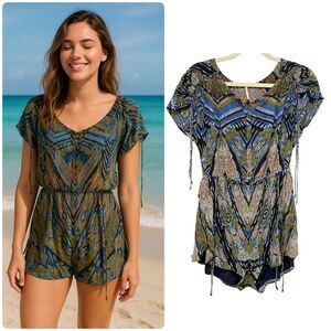 Women's Free People Short Dolman Sleeve Romper XS Boho Festival Eclectic Beachy